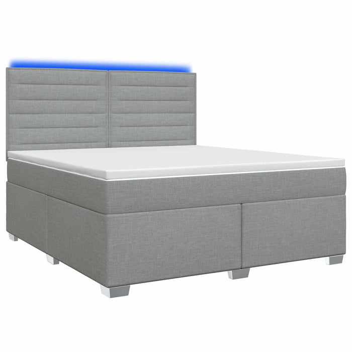 Pat boxspring cu saltea Gri deschis 140 x 200 cm Țesătură WALTI