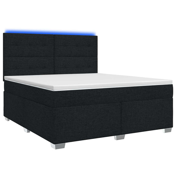Pat boxspring cu saltea Negru 140 x 200 cm Țesătură - WALTI WALTI