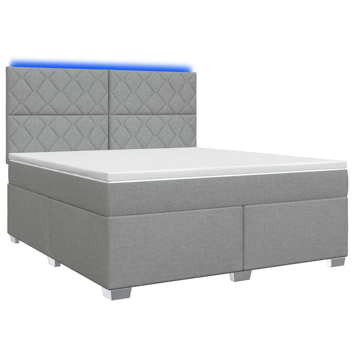 Pat boxspring cu saltea Gri deschis 140 x 200 cm Țesătură WALTI