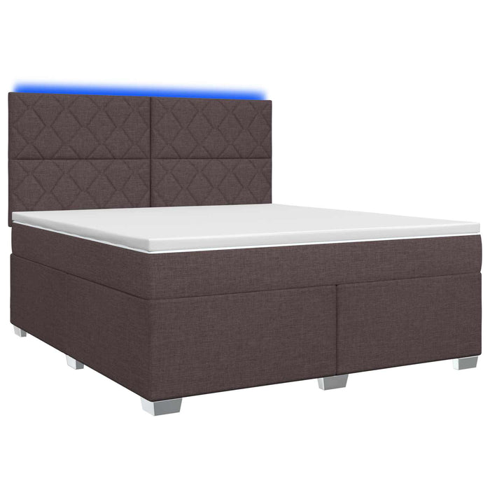 Pat boxspring cu saltea Maro închis 140 x 200 cm Țesătură WALTI
