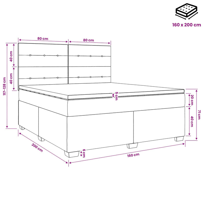 Pat boxspring cu saltea Maro închis 160 x 200 cm Țesătură WALTI