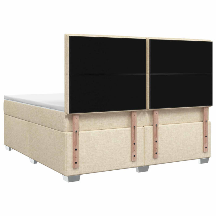 Pat boxspring cu saltea cu benzi LED Crem 160 x 200 cm Țesătură - WALTI WALTI