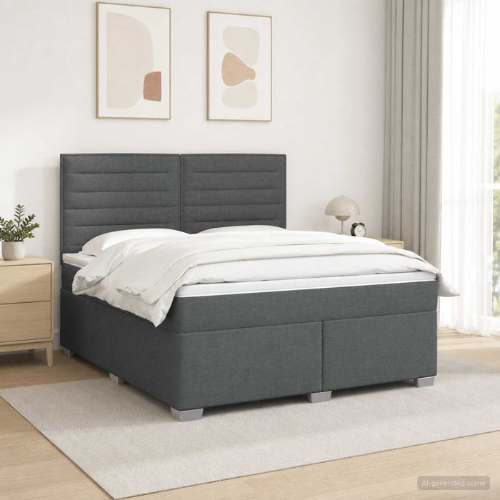 Pat boxspring cu saltea Gri închis 180 x 200 cm Țesătură WALTI
