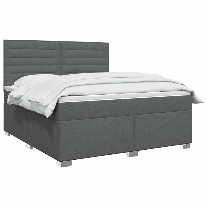 Pat boxspring cu saltea Gri închis 180 x 200 cm Țesătură WALTI