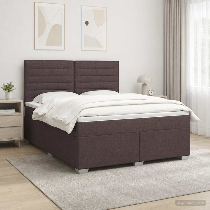 Pat boxspring cu saltea Maro închis 140 x 190 cm Țesătură WALTI