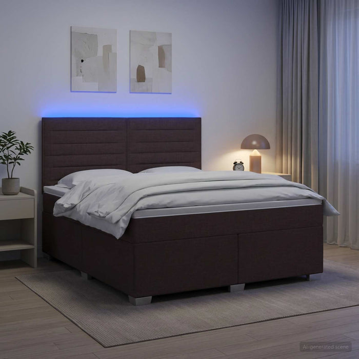 Pat boxspring cu saltea Maro închis 140 x 190 cm Țesătură WALTI