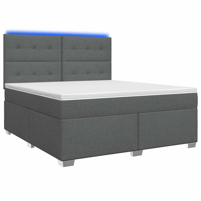 Pat boxspring cu saltea Gri închis 180 x 200 cm Țesătură WALTI
