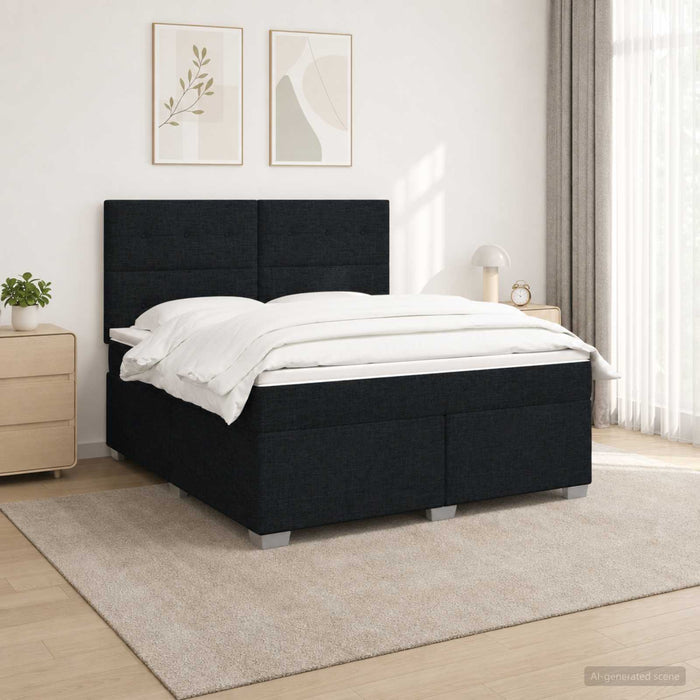 Pat boxspring cu saltea Negru 140 x 200 cm Țesătură - WALTI WALTI