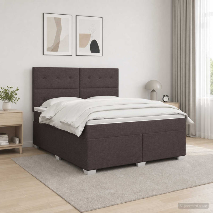 Pat boxspring cu saltea Maro închis 180 x 200 cm Țesătură WALTI