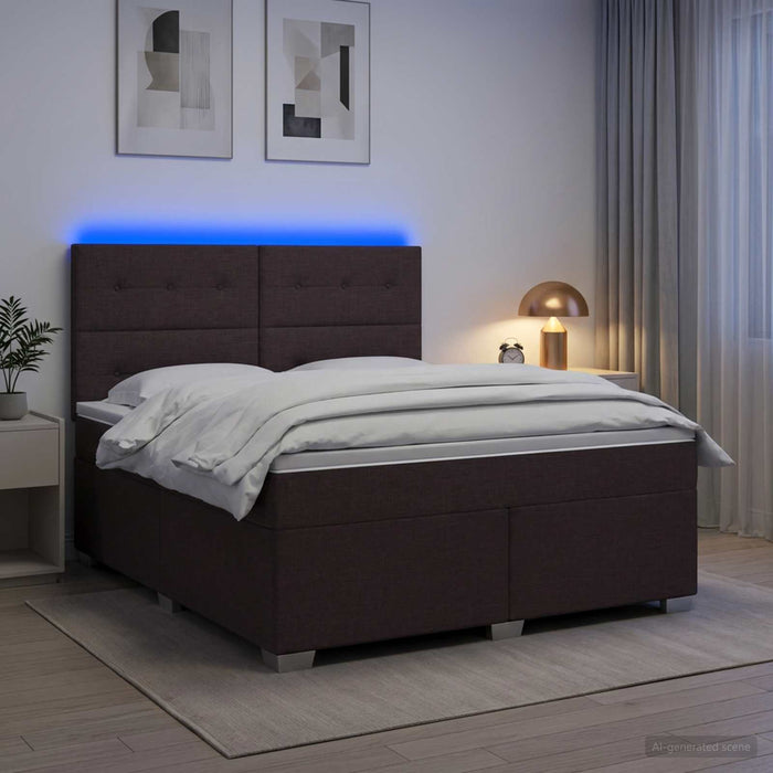 Pat boxspring cu saltea Maro închis 180 x 200 cm Țesătură WALTI
