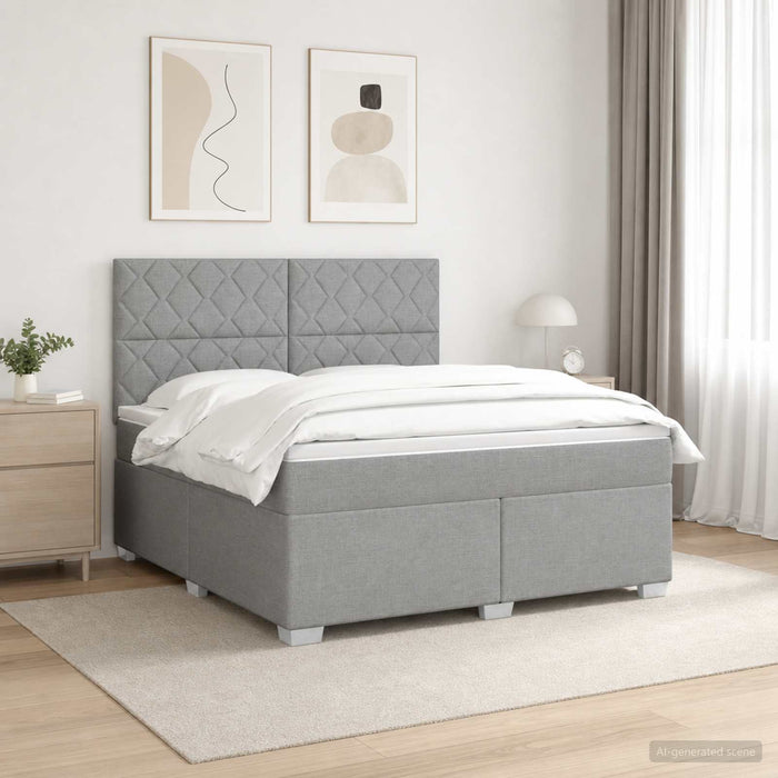 Pat boxspring cu saltea Gri deschis 160 x 200 cm Țesătură WALTI