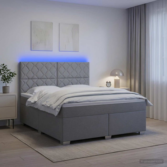 Pat boxspring cu saltea Gri deschis 180 x 200 cm Țesătură WALTI