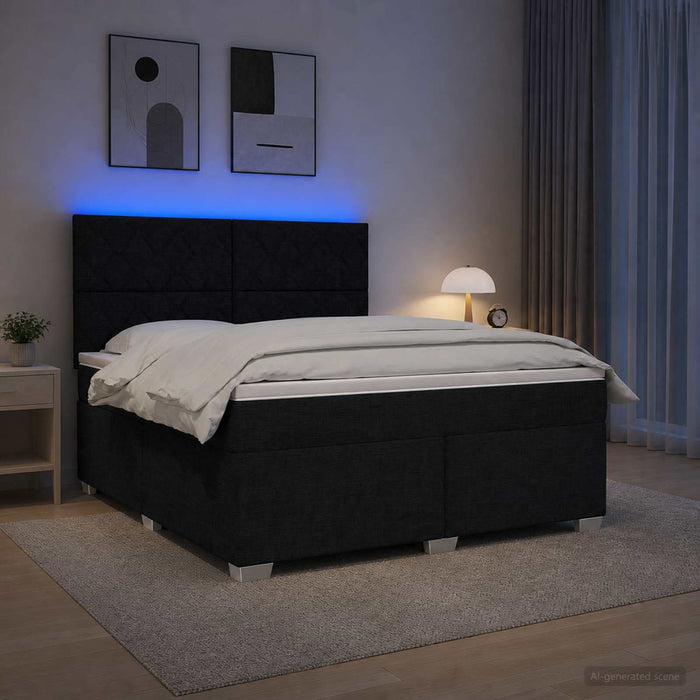 Pat boxspring cu saltea Negru 140 x 200 cm Țesătură WALTI