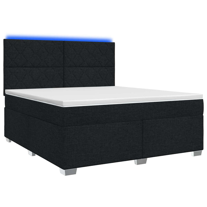 Pat boxspring cu saltea Negru 180 x 200 cm Țesătură WALTI