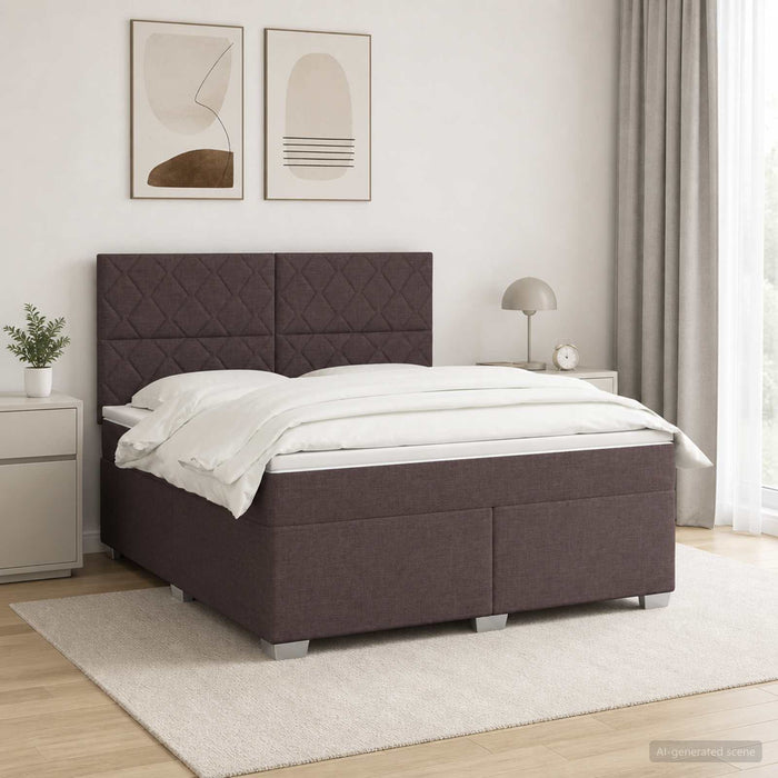 Pat boxspring cu saltea Maro închis 140 x 190 cm Țesătură WALTI