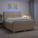 Pat boxspring cu saltea cu benzi LED Crem 160 x 200 cm Țesătură - WALTI WALTI