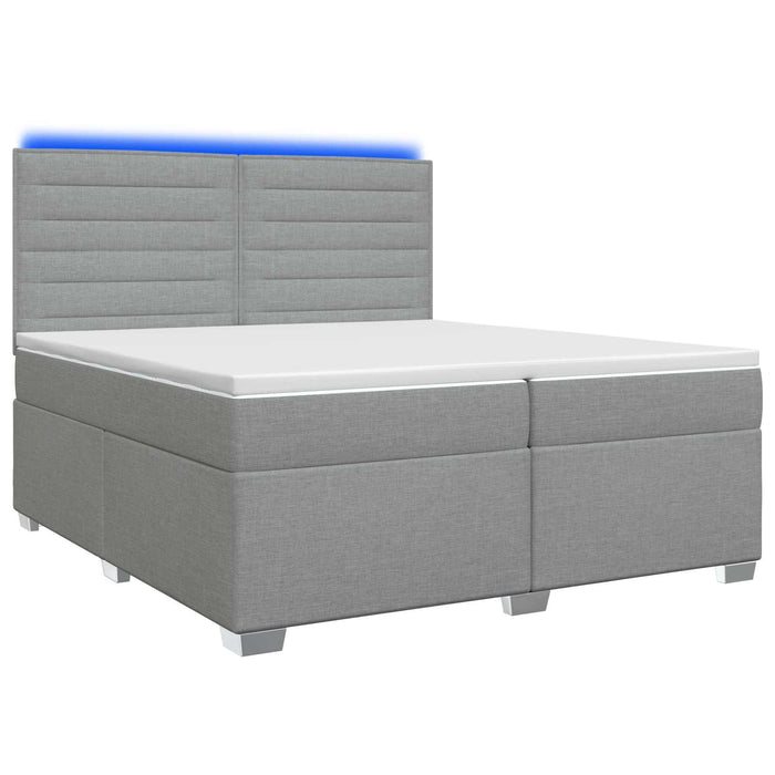 Pat boxspring cu saltea Gri deschis 200 x 200 cm Țesătură WALTI