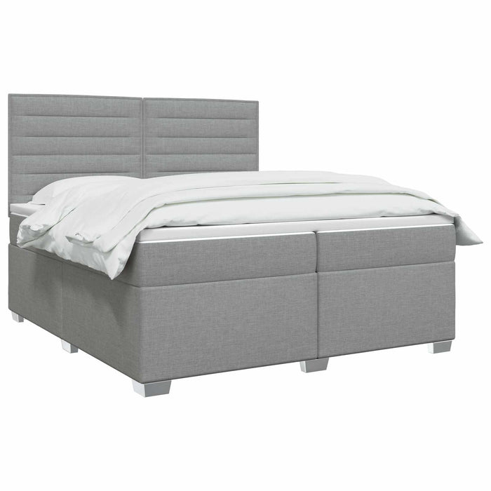 Pat boxspring cu saltea Gri deschis 200 x 200 cm Țesătură WALTI
