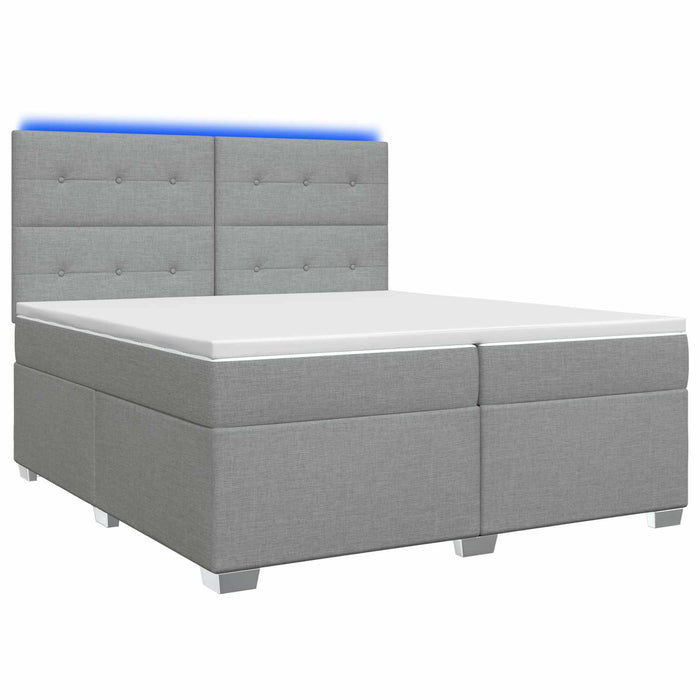 Pat boxspring cu saltea Gri deschis 200 x 200 cm Țesătură WALTI