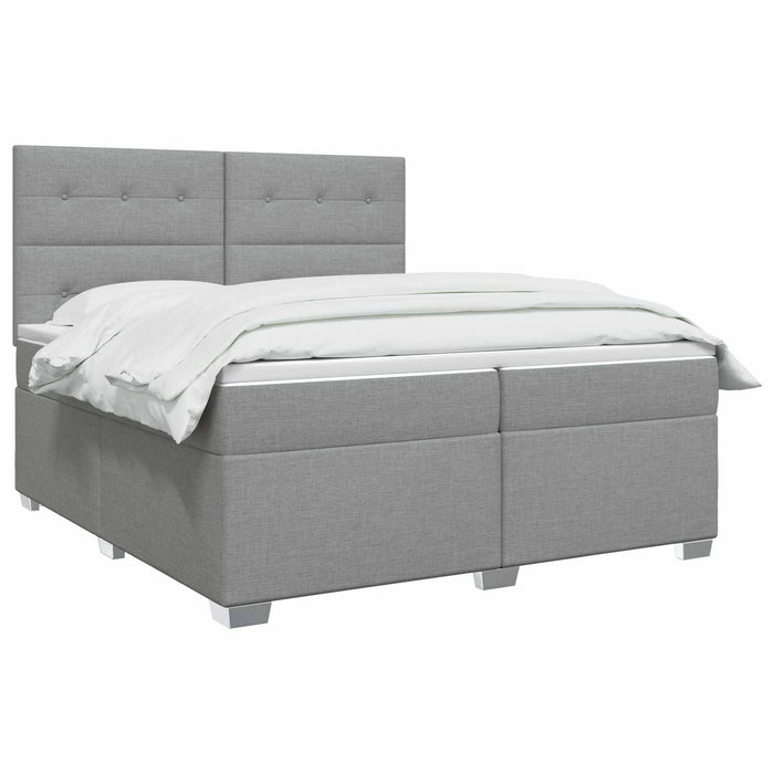Pat boxspring cu saltea Gri deschis 200 x 200 cm Țesătură WALTI