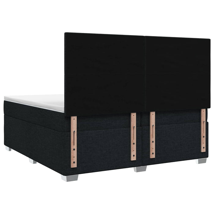 Pat boxspring cu saltea Negru 200 x 200 cm Țesătură - WALTI WALTI