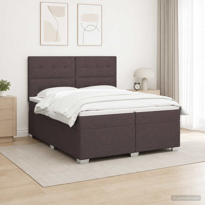 Pat boxspring cu saltea Maro închis 200 x 200 cm Țesătură WALTI