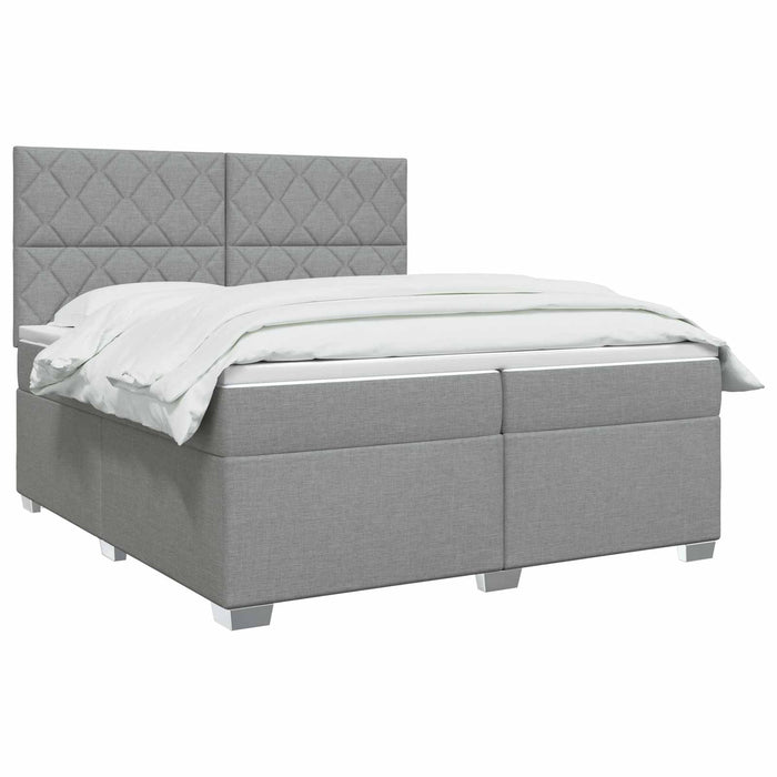 Pat boxspring cu saltea Gri deschis 200 x 200 cm Țesătură WALTI