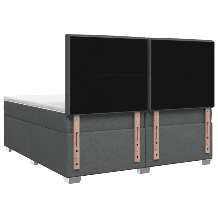 Pat boxspring cu saltea Gri închis 200 x 200 cm Țesătură WALTI