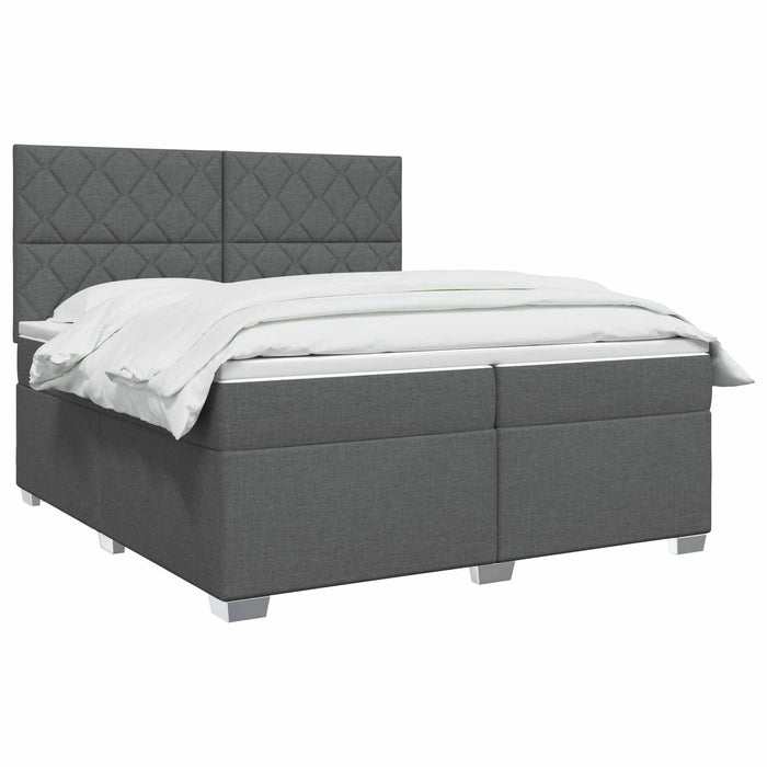 Pat boxspring cu saltea Gri închis 200 x 200 cm Țesătură WALTI