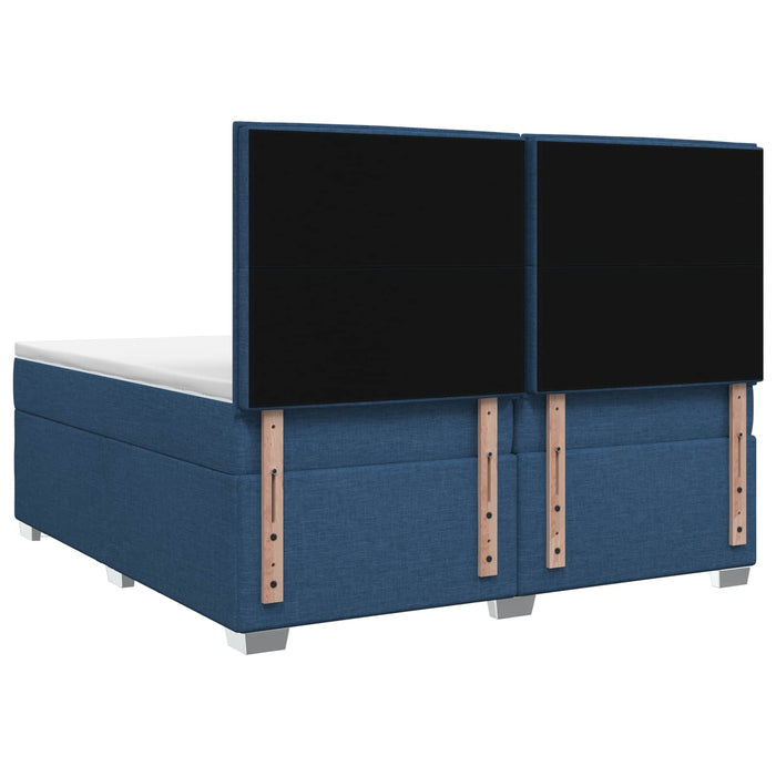 Pat boxspring cu saltea albastru 200 x 200 cm Țesătură WALTI