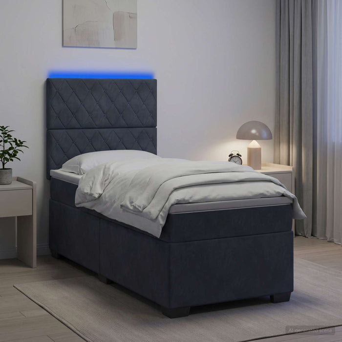 Pat boxspring cu saltea Gri închis 100 x 200 cm Catifea - WALTI WALTI