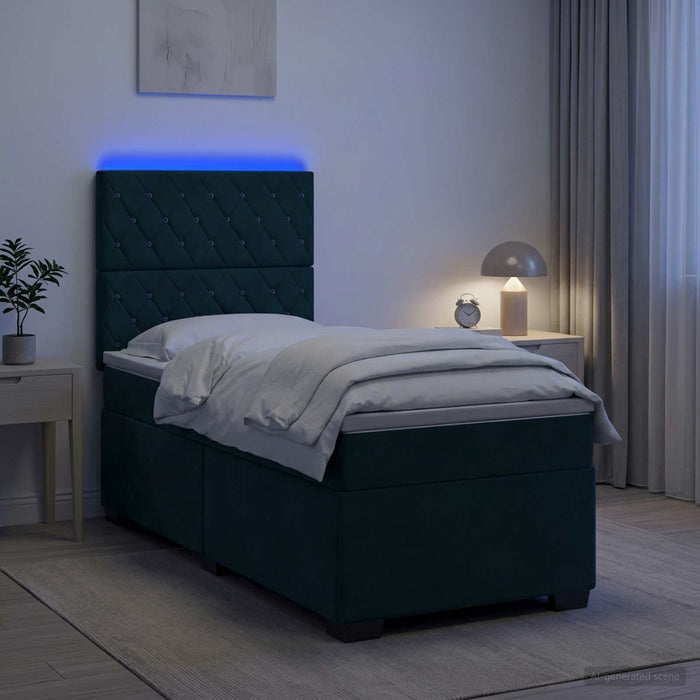 Pat boxspring cu saltea Verde închis 80 x 200 cm Catifea WALTI