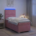 Pat boxspring cu saltea cu benzi LED Roz 90 x 200 cm Catifea - WALTI WALTI