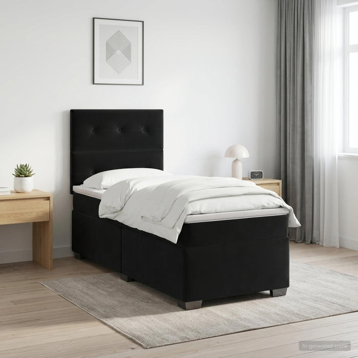 Pat boxspring cu saltea cu benzi LED Negru 80 x 200 cm Catifea - WALTI WALTI