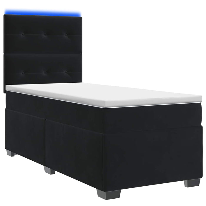 Pat boxspring cu saltea cu benzi LED Negru 80 x 200 cm Catifea - WALTI WALTI