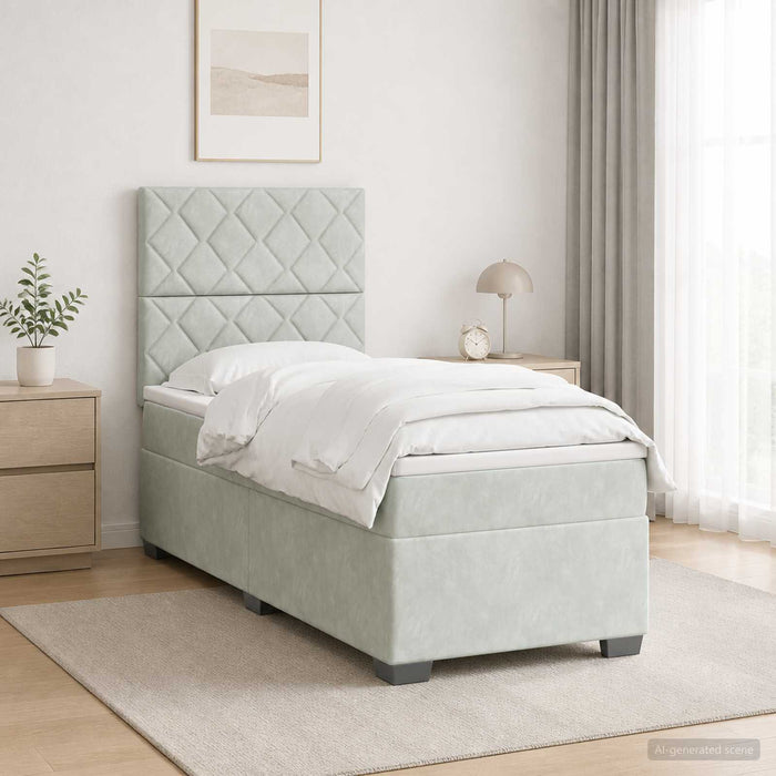 Pat boxspring cu saltea Gri deschis 80 x 200 cm Catifea WALTI