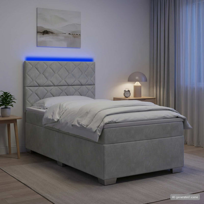 Pat boxspring cu saltea Gri deschis 80 x 200 cm Catifea WALTI