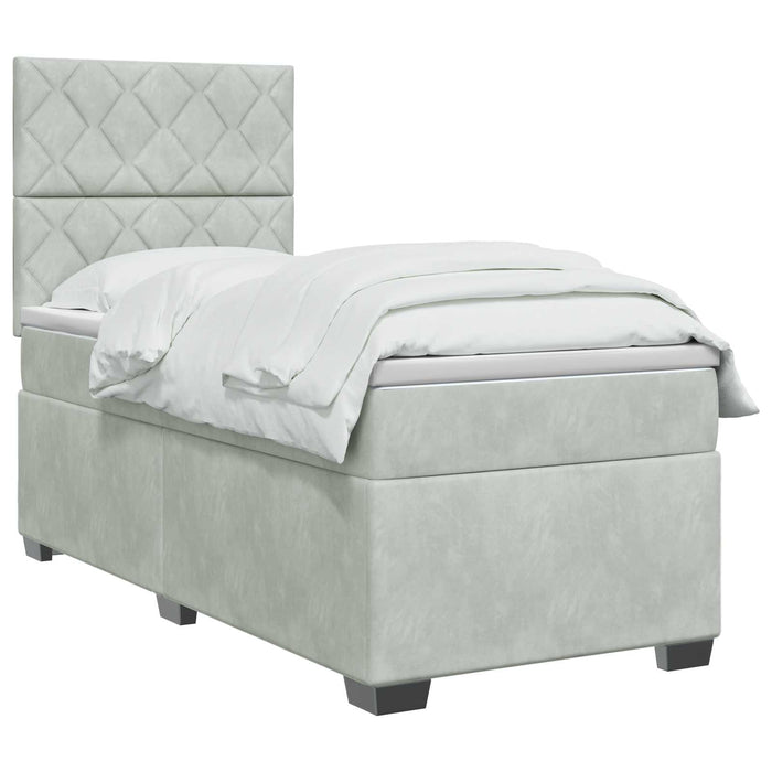 Pat boxspring cu saltea Gri deschis 80 x 200 cm Catifea WALTI