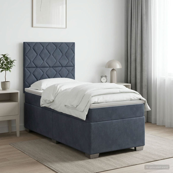 Pat boxspring cu saltea Gri închis 90 x 200 cm Catifea - WALTI WALTI