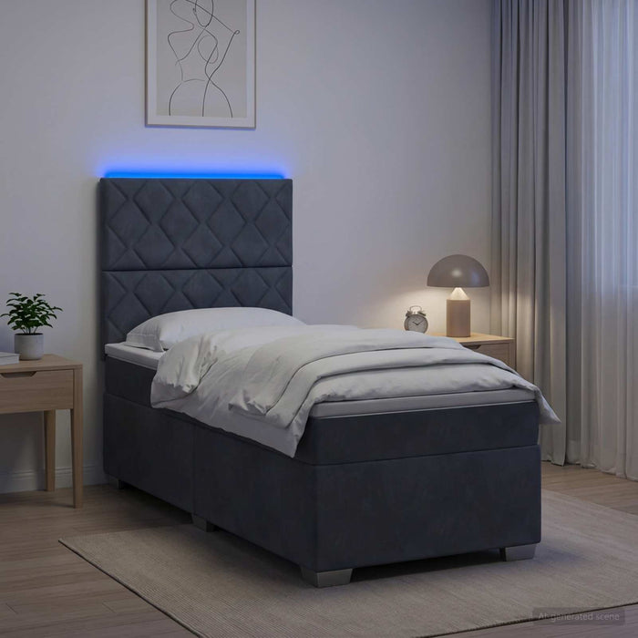 Pat boxspring cu saltea Gri închis 90 x 200 cm Catifea - WALTI WALTI