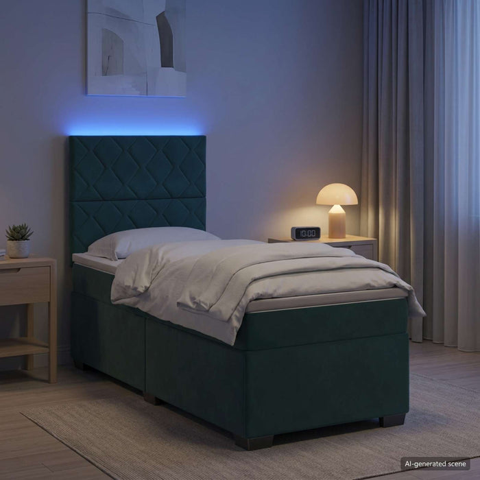 Pat boxspring cu saltea Verde închis 90 x 200 cm Catifea WALTI