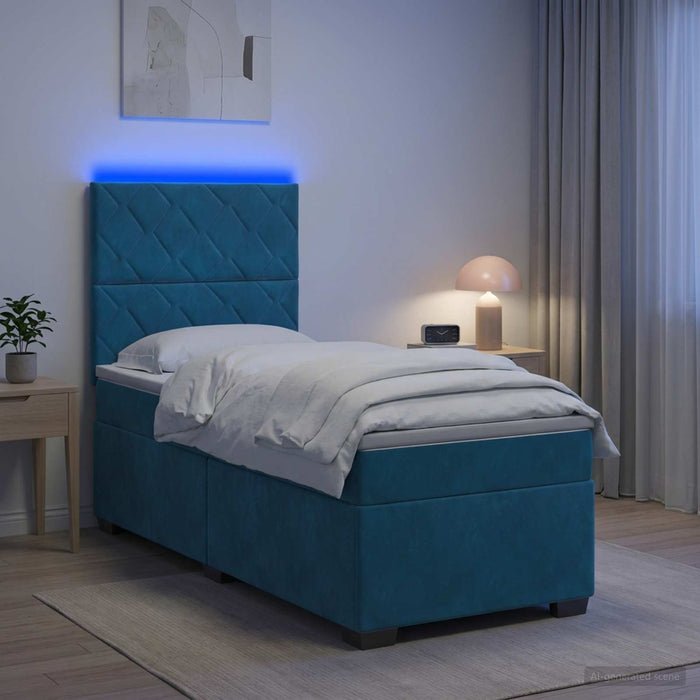 Pat boxspring cu saltea albastru 80 x 200 cm Catifea - WALTI WALTI