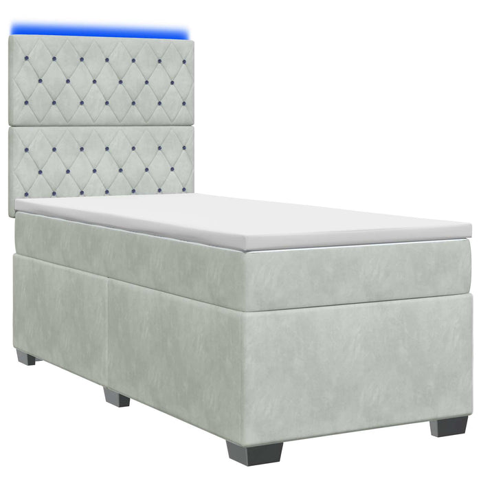 Pat boxspring cu saltea Gri deschis 90 x 190 cm Catifea - WALTI WALTI