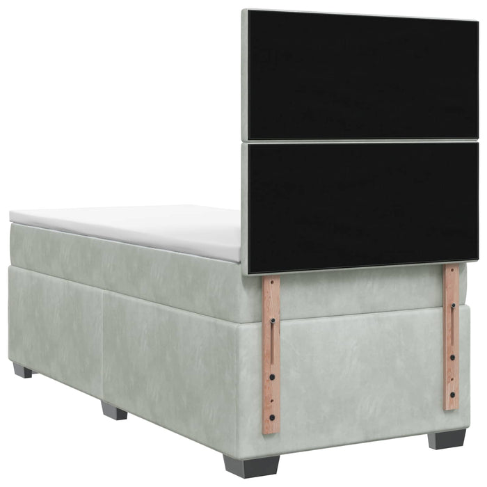 Pat boxspring cu saltea Gri deschis 90 x 190 cm Catifea - WALTI WALTI