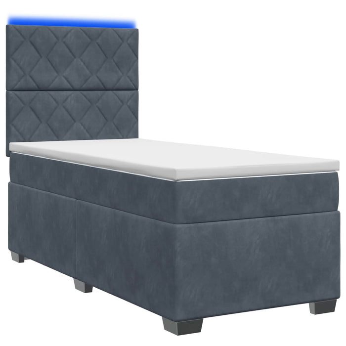 Pat boxspring cu saltea Gri închis 90 x 200 cm Catifea - WALTI WALTI