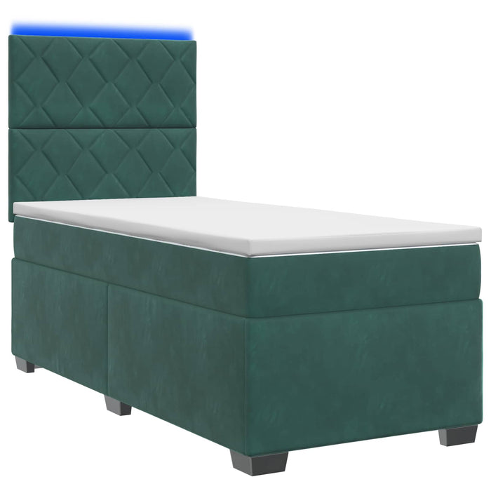 Pat boxspring cu saltea Verde închis 90 x 200 cm Catifea WALTI