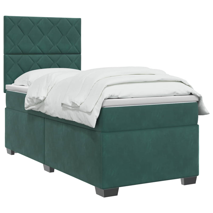 Pat boxspring cu saltea Verde închis 90 x 200 cm Catifea WALTI