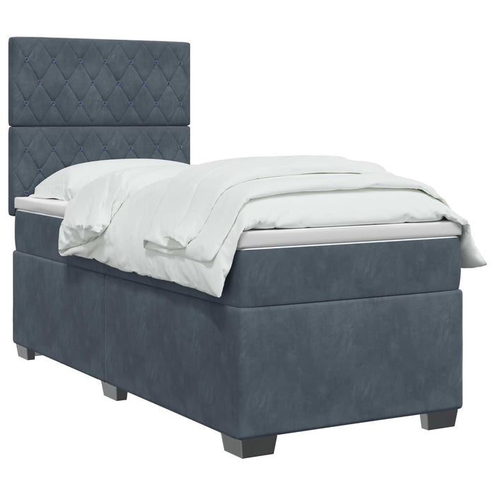 Pat boxspring cu saltea Gri închis 100 x 200 cm Catifea - WALTI WALTI