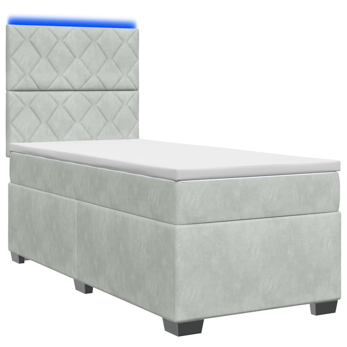 Pat boxspring cu saltea Gri deschis 100 x 200 cm Catifea - WALTI WALTI