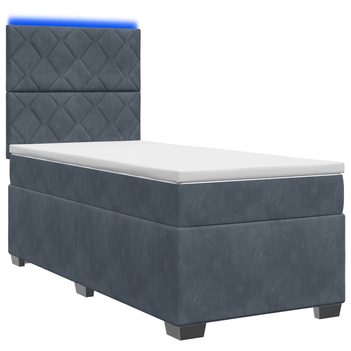 Pat boxspring cu saltea Gri închis 100 x 200 cm Catifea WALTI